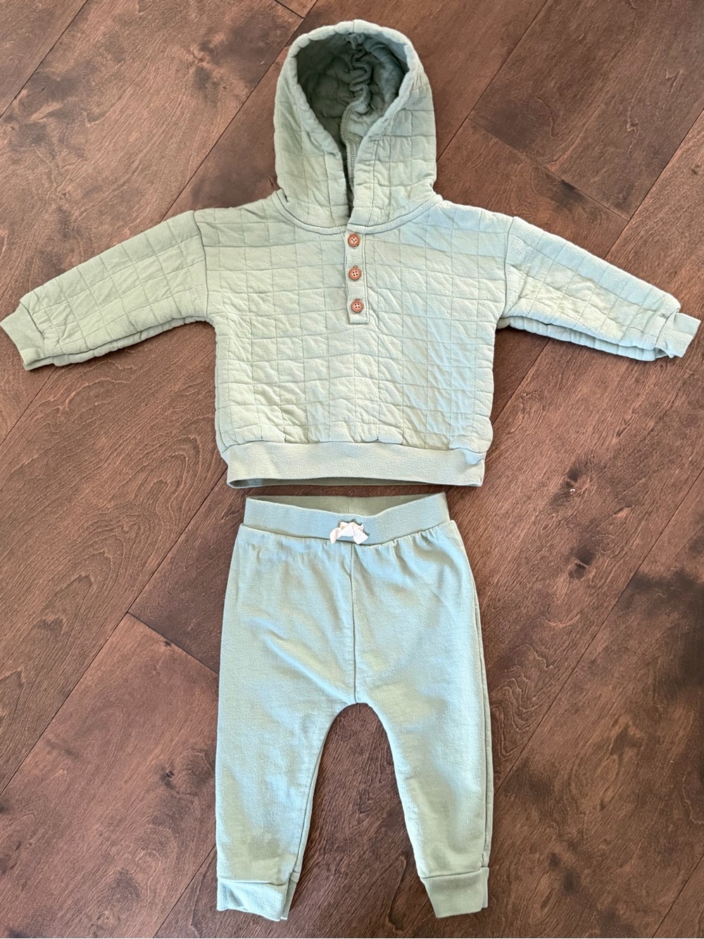 Carter's Light Sage Quilted Hoodie & Jogger Set